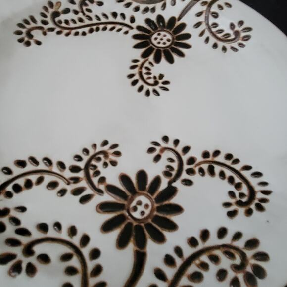 Rare Luxury Lamphun Ceramic Thailand Brown Raised Henna Design Mehndi Set of 4 - Picture 5 of 7